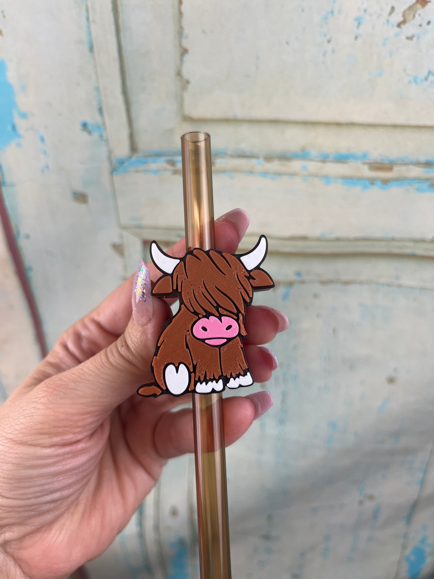 Highland Cow 3D Printed Straw Topper (10 mm straw)