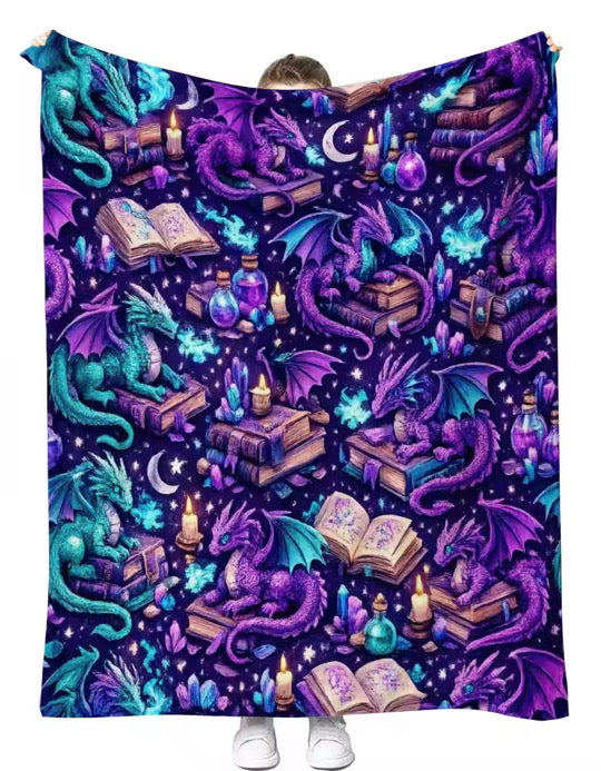 Dragons & Books Blanket