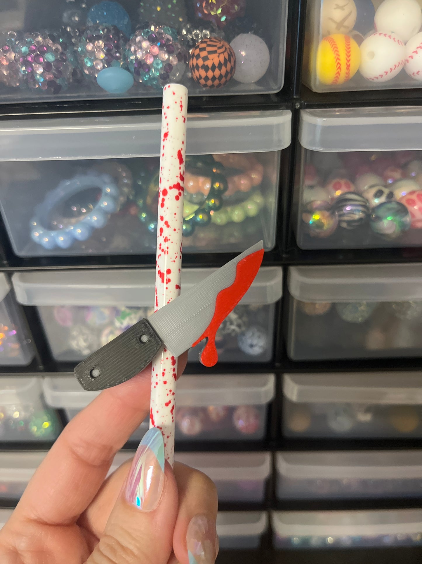 Blood 🩸 Knife 3D Printed Straw Topper (10 mm)