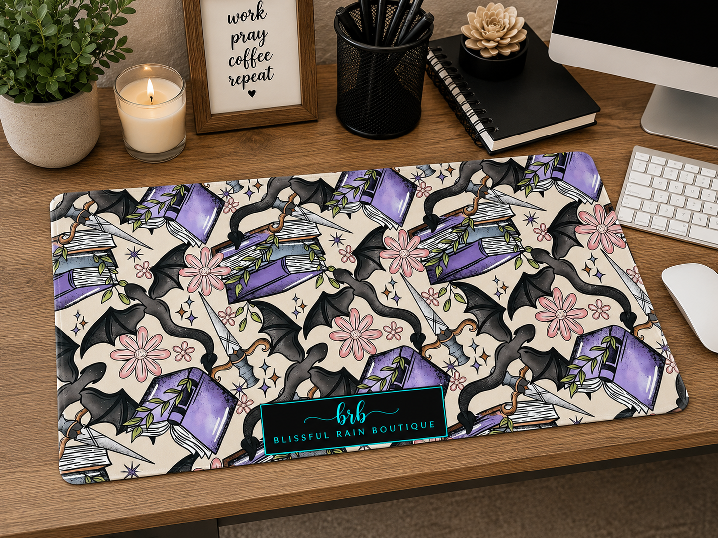 Dragons & Books desk mat