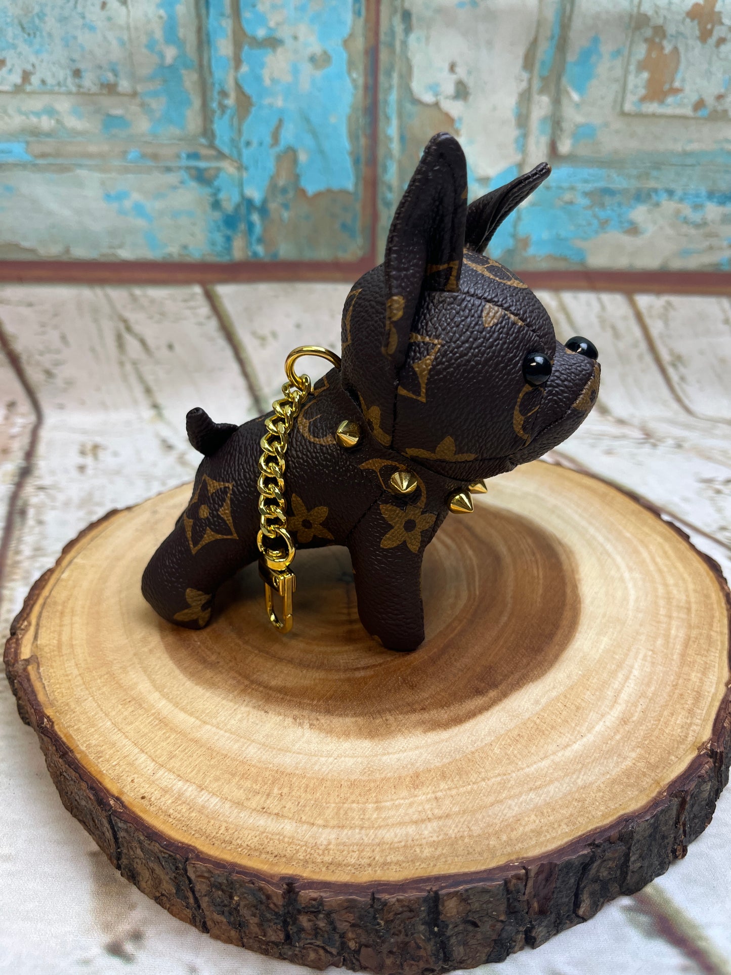 French Bulldog Faux Leather Keychain