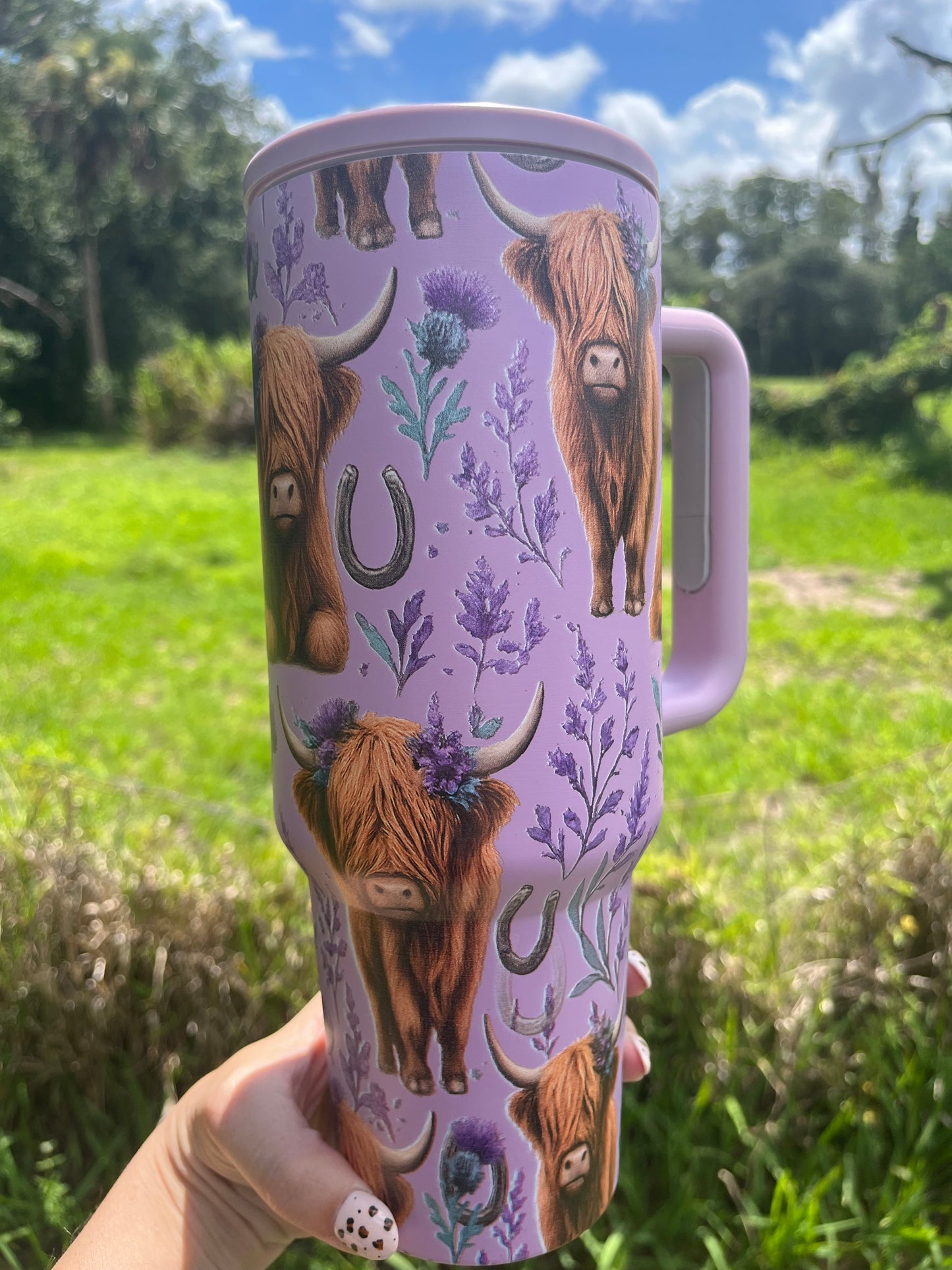 Highland Cow Purple 40oz Tumbler