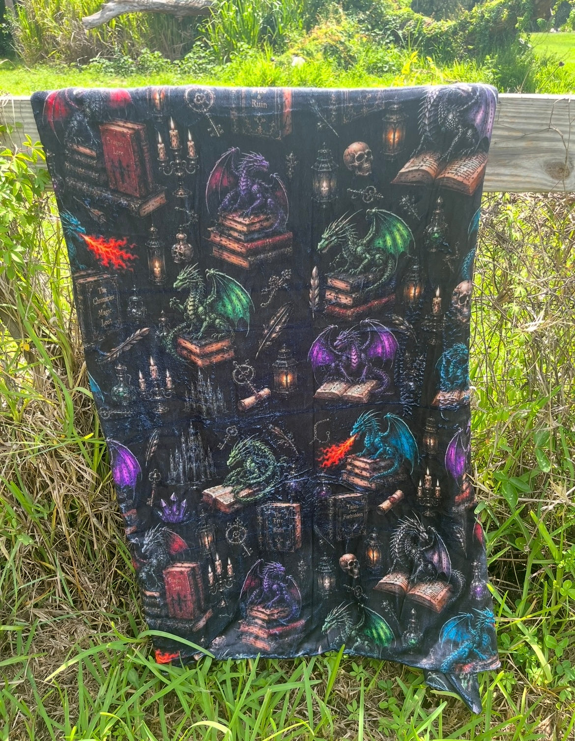 Dragons & Books Blanket