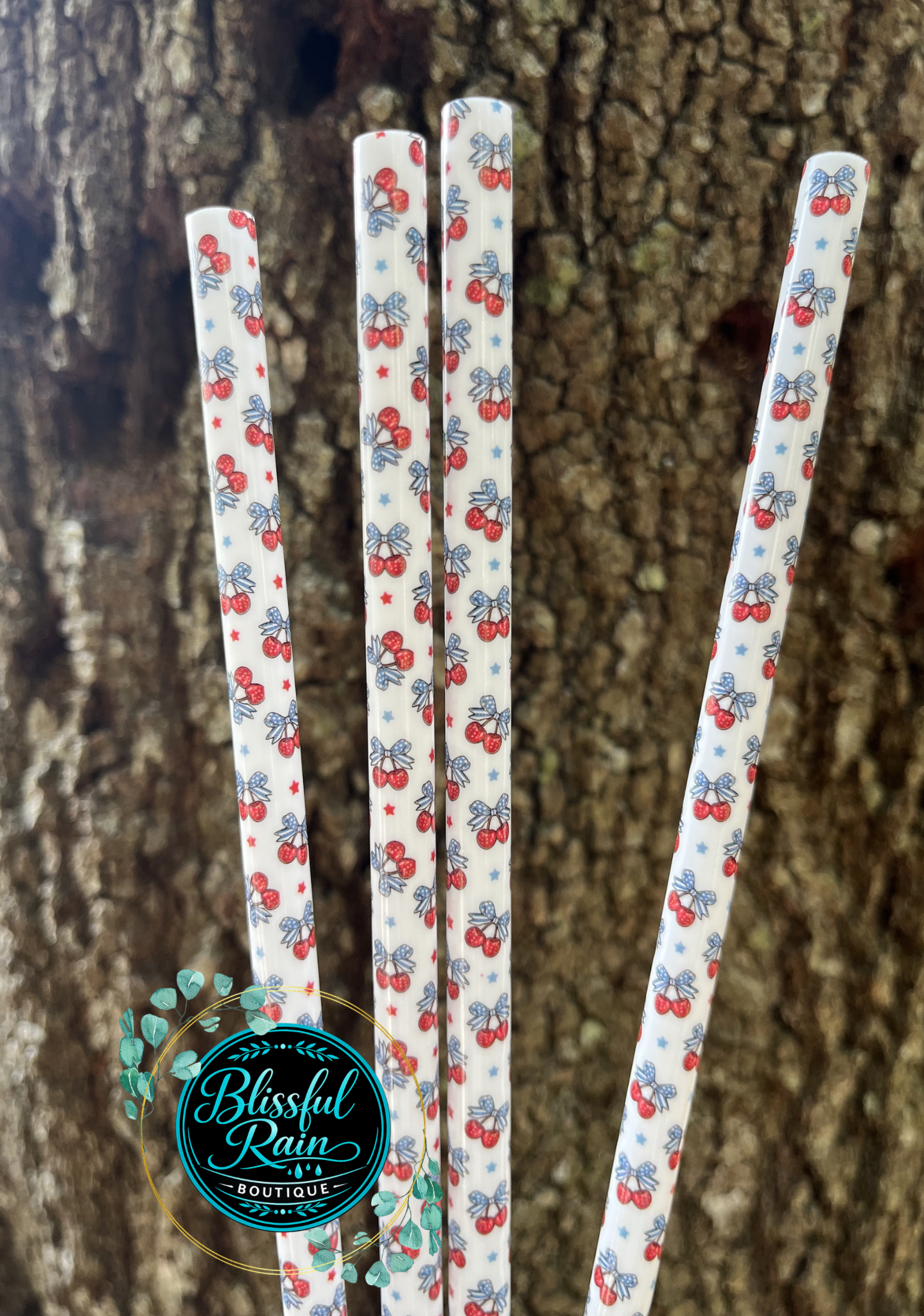 40oz Cherries & Bows Print Straw