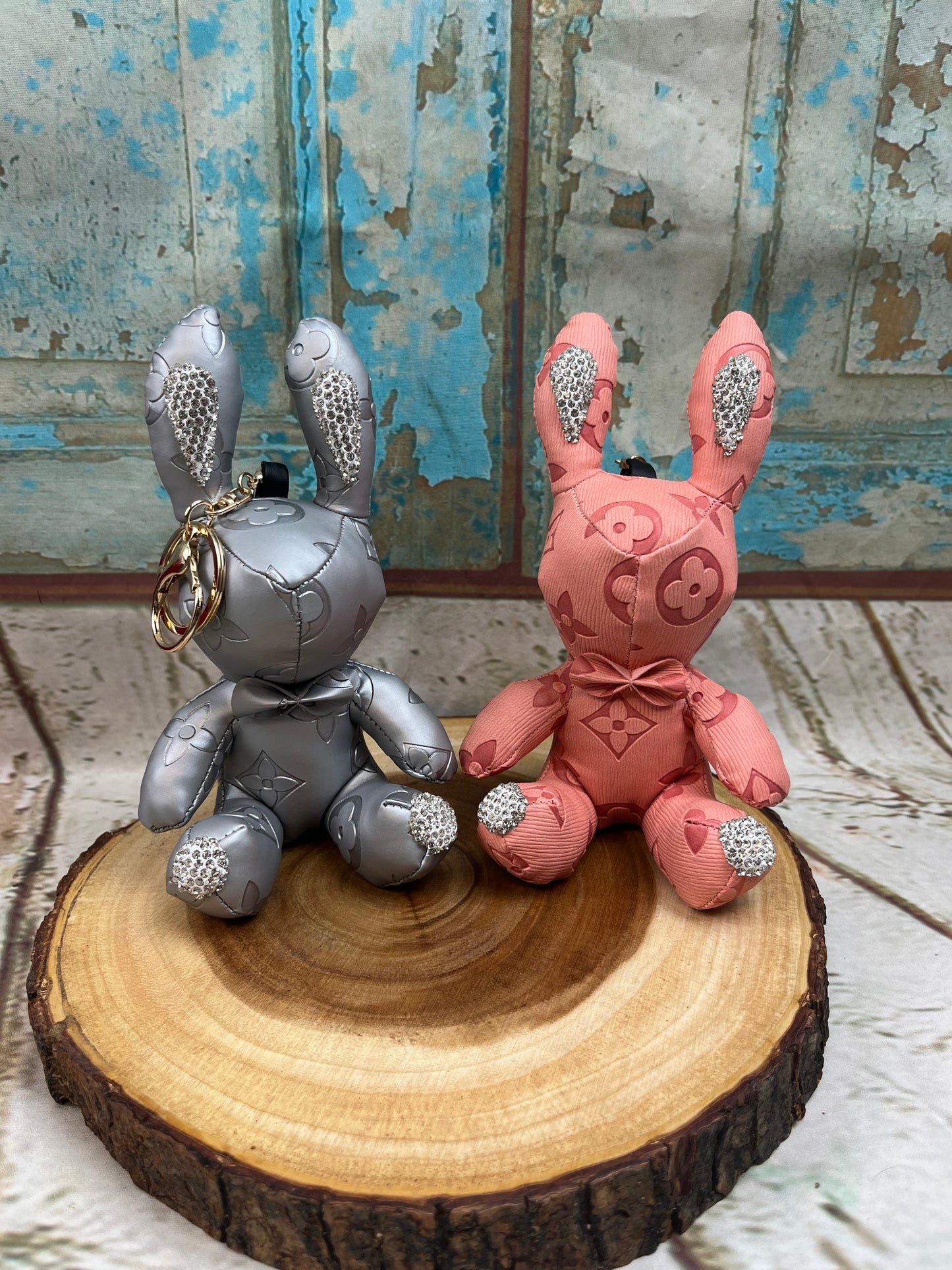 Bling Bunny Faux Leather Keychain