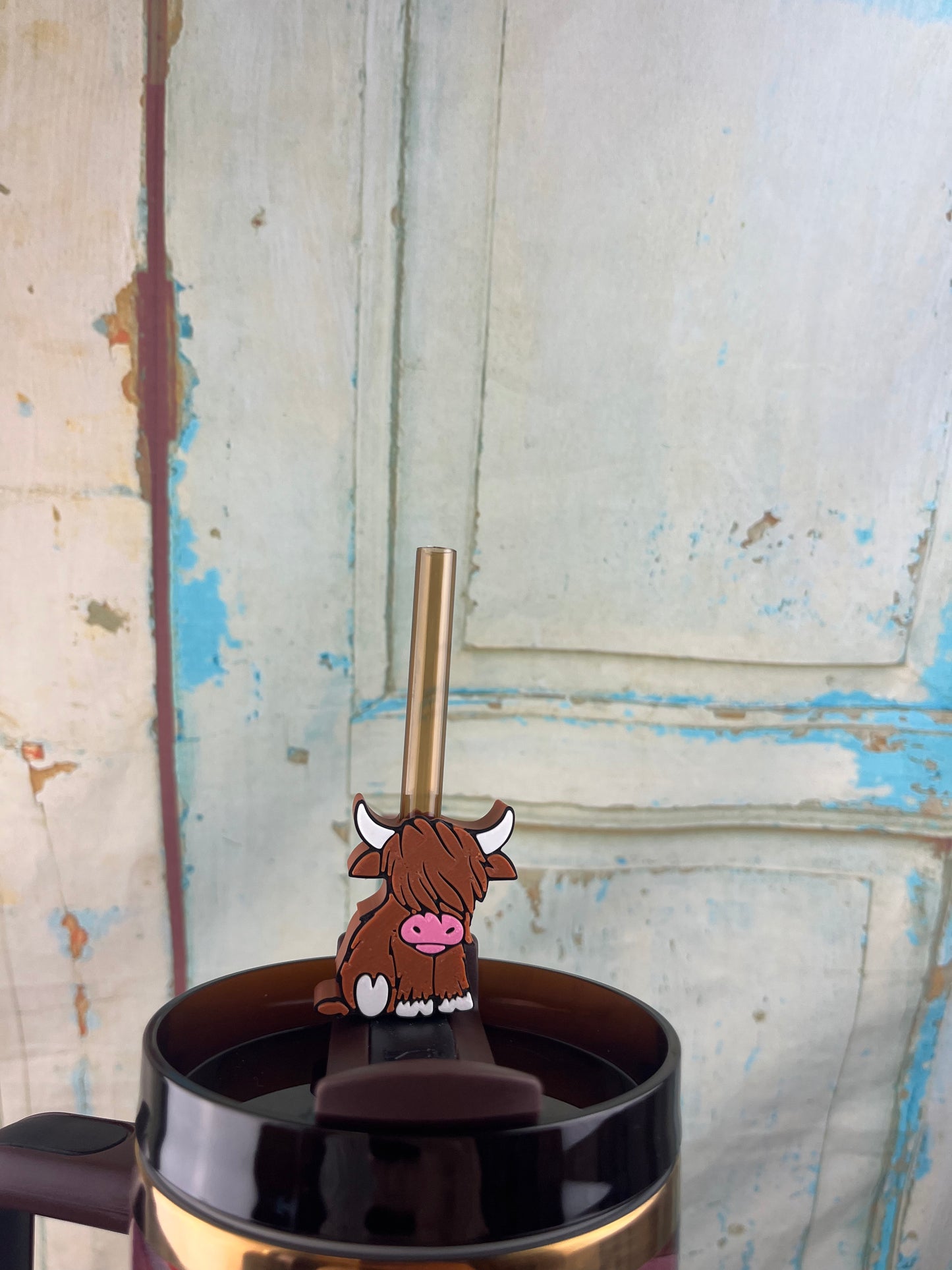 Highland Cow 3D Printed Straw Topper (10 mm straw)