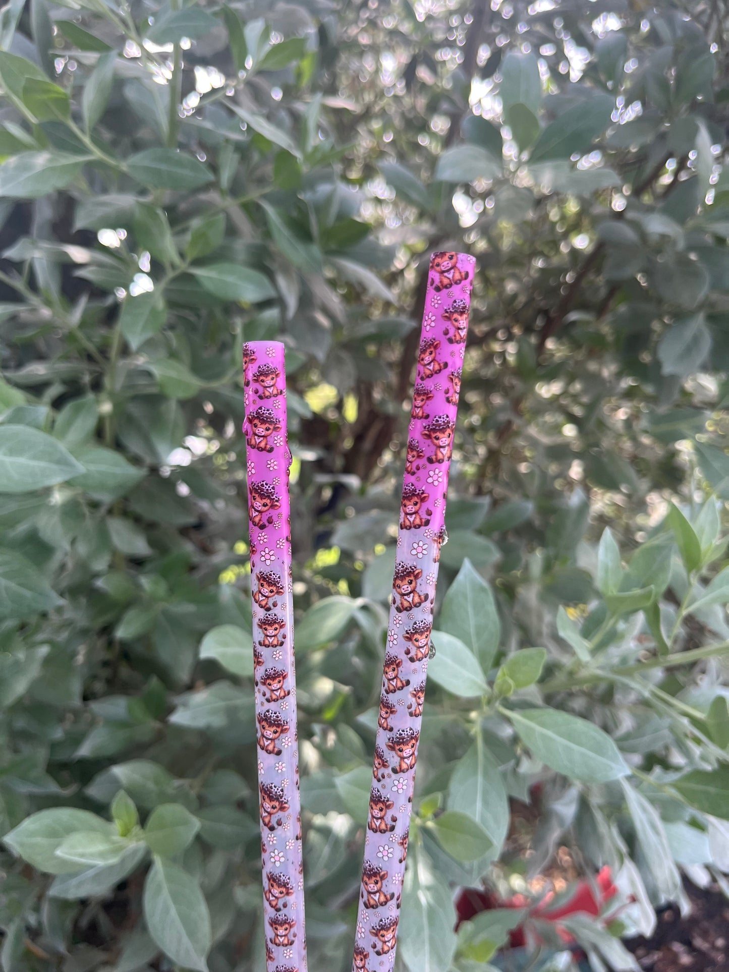40oz Color Change Pink Highland Print Straw