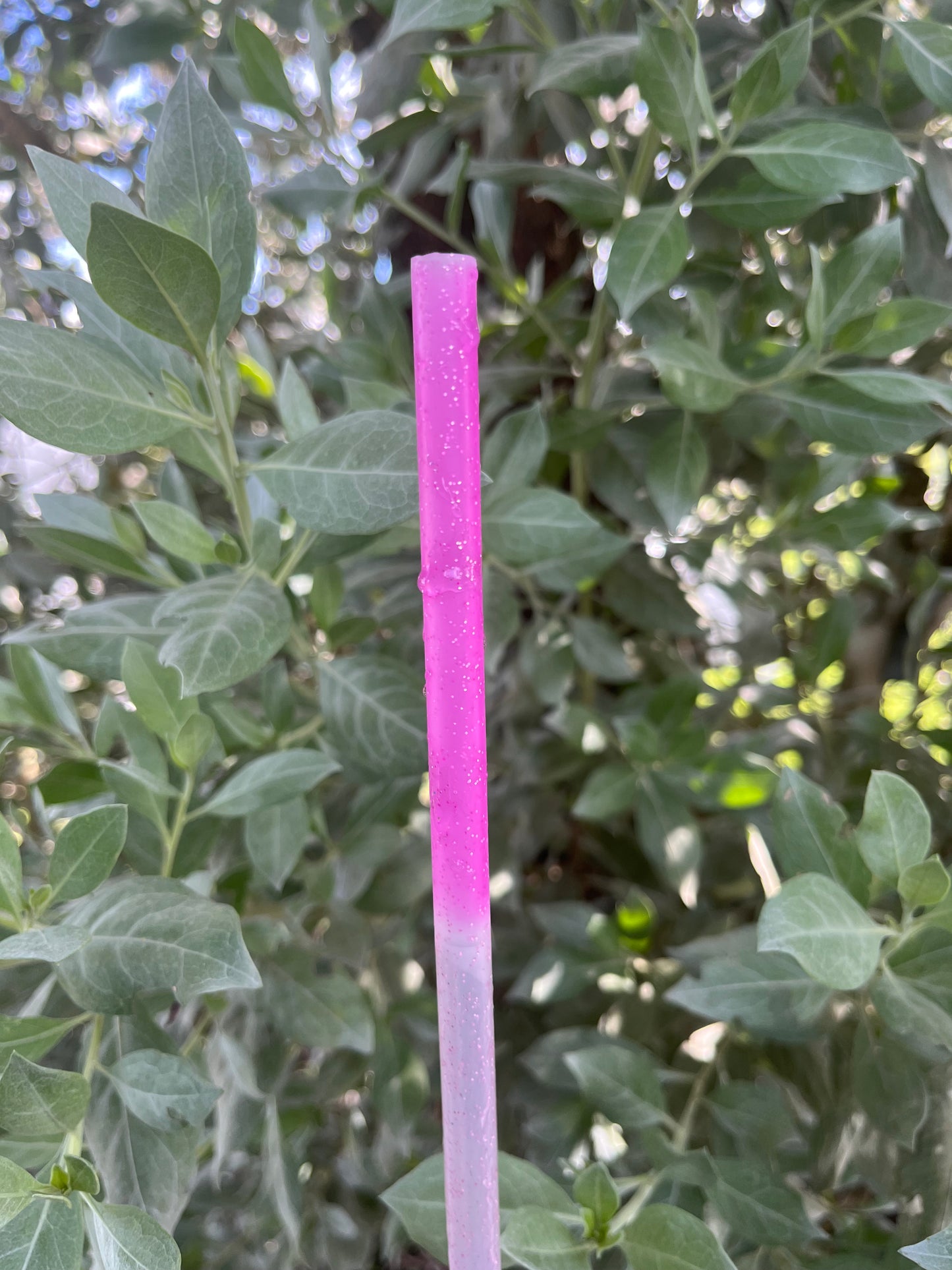 40oz Color Change Pink Glitter Print Straw
