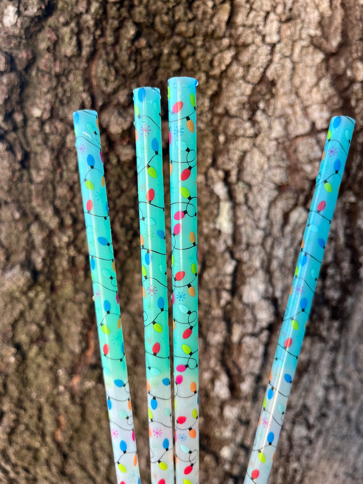 40oz Color Change Crazy Christmas Lights Print Straw