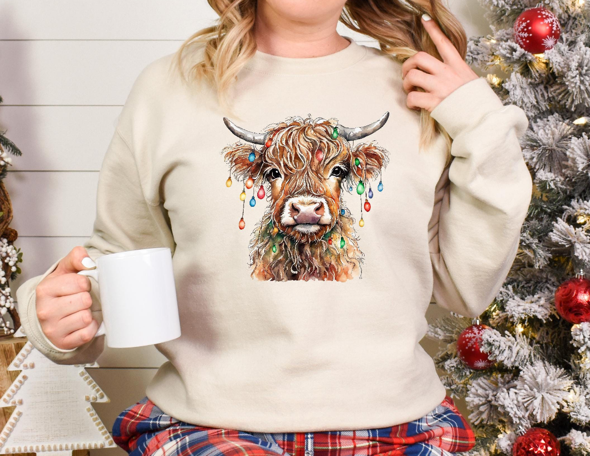 Christmas Lights Highland Crew Sweatshirt