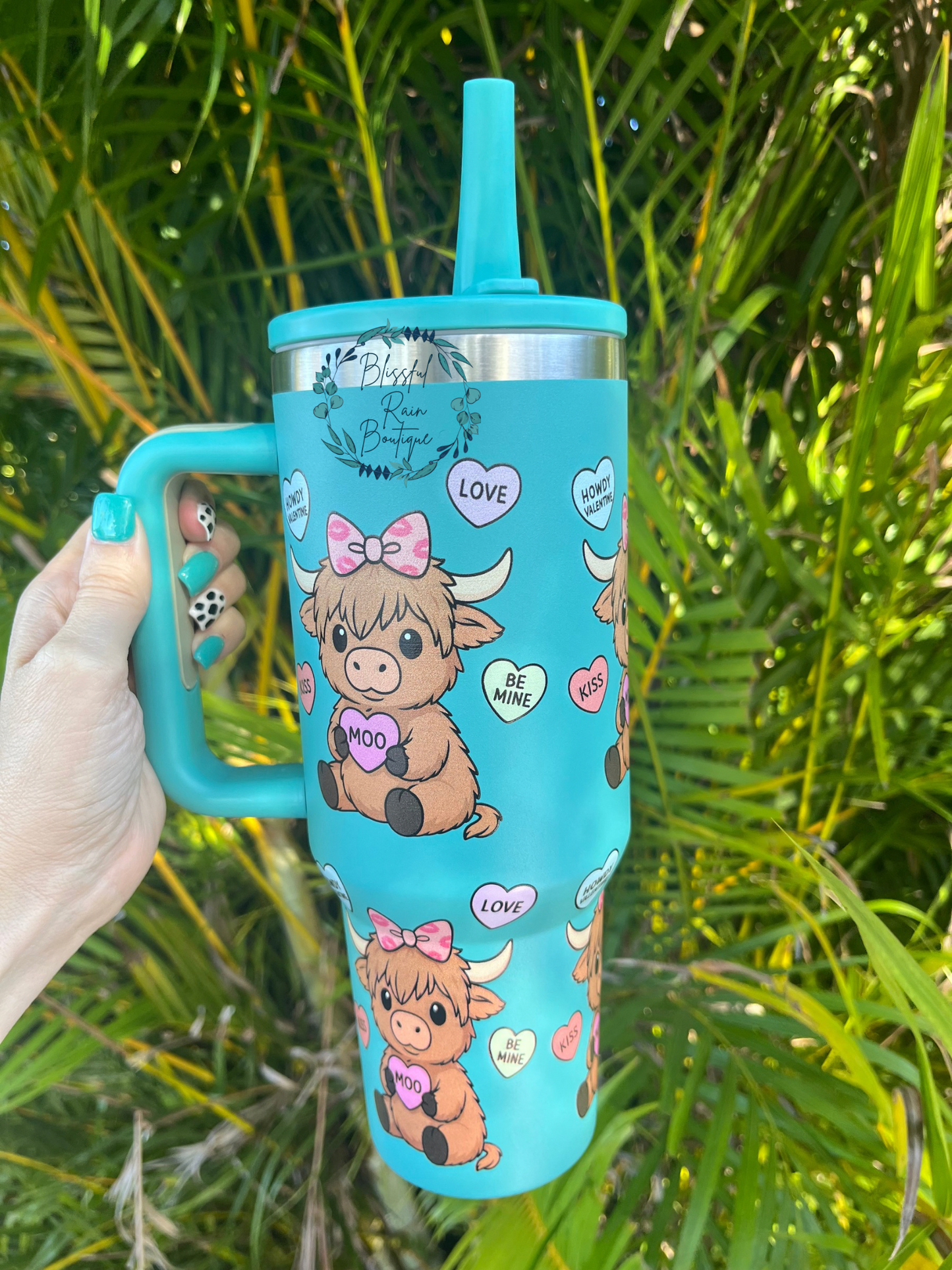 40oz Valentine Highland Moo Tumbler