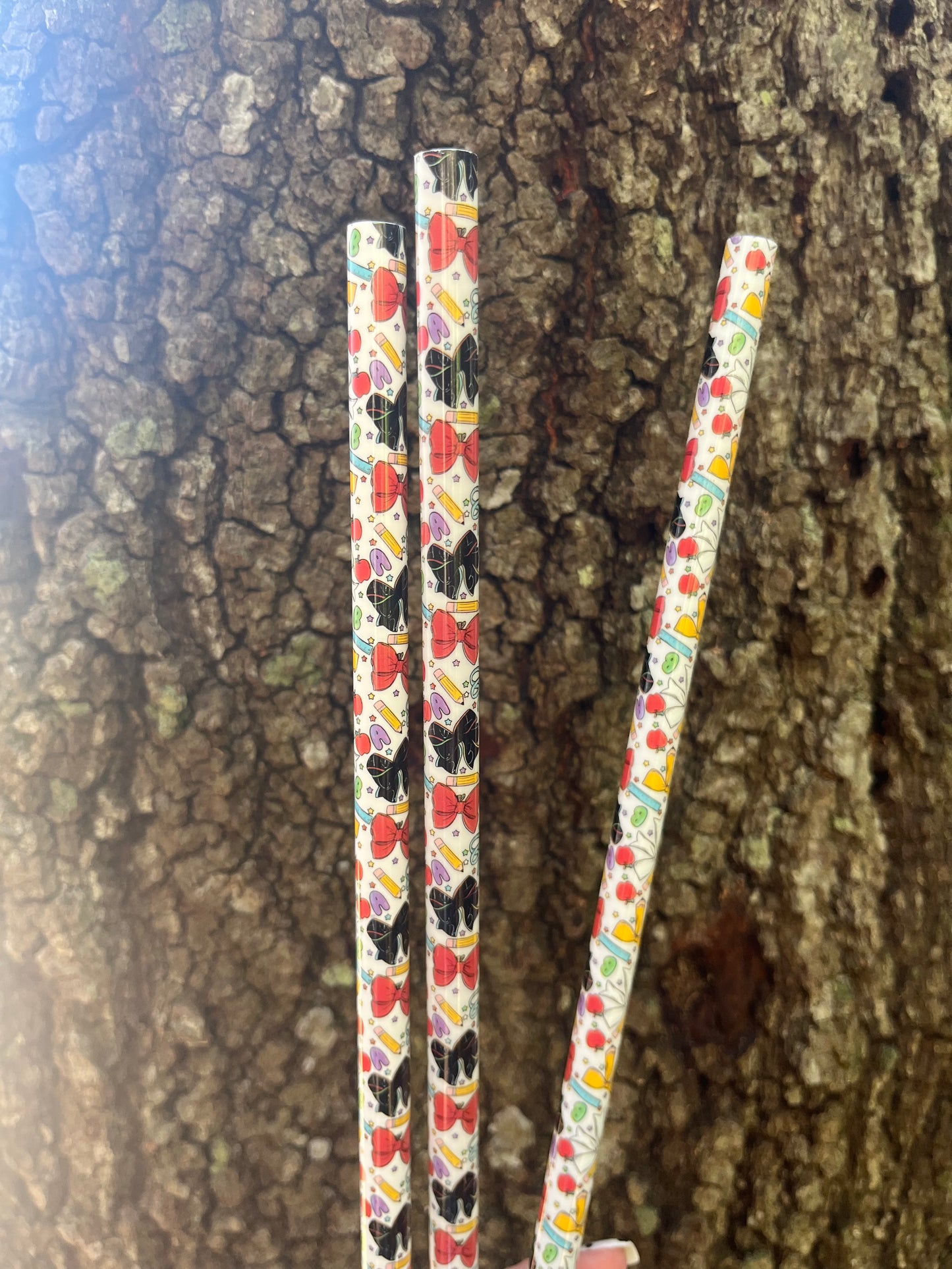 40oz Teacher & Bows Print Straw