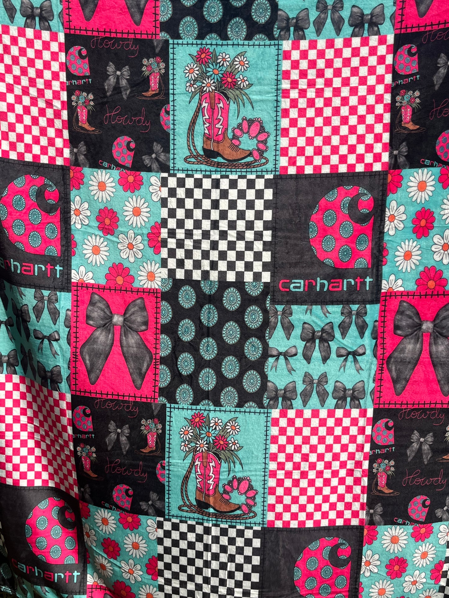 Western Checkered & Bows Blanket