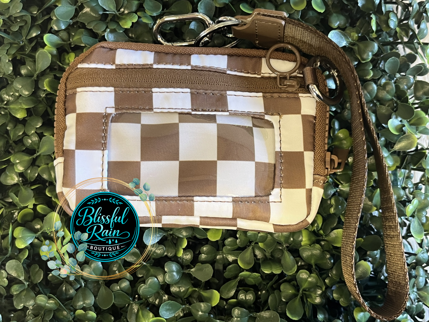 Brown Check Wristlet/Wallet