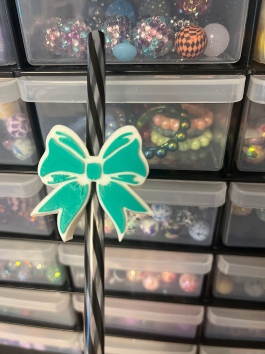 Teal Bow 3D Printed Straw Topper (6mm straw)