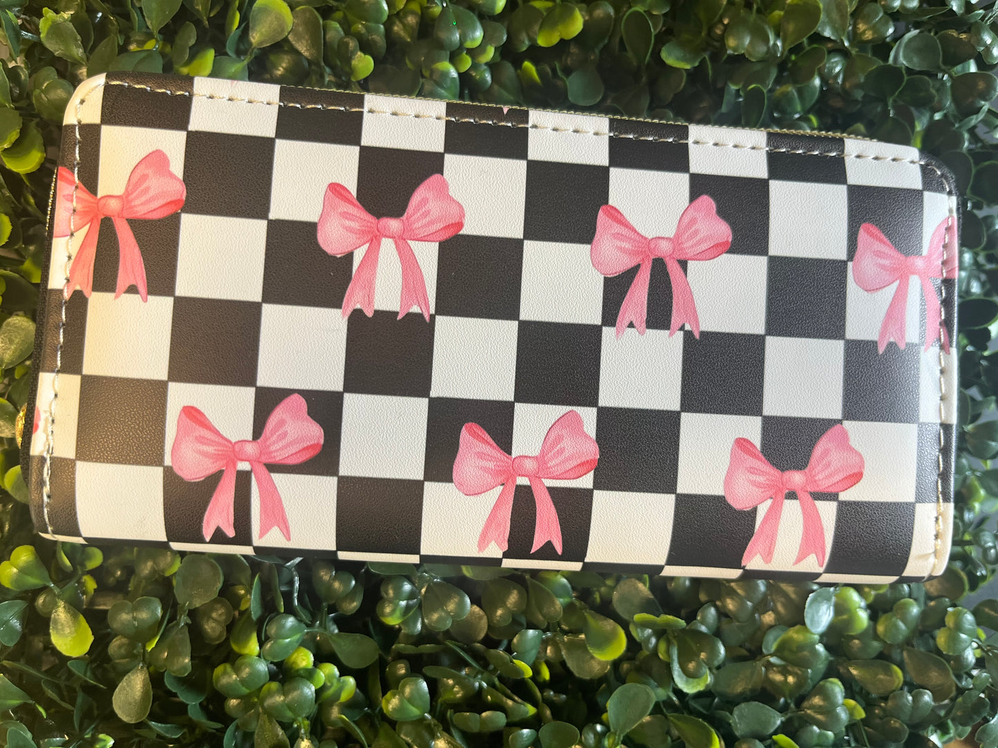 Checkered Bow full size wallet