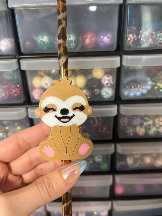Sloth 🦥 3D Printed Straw Topper (10 mm straw)