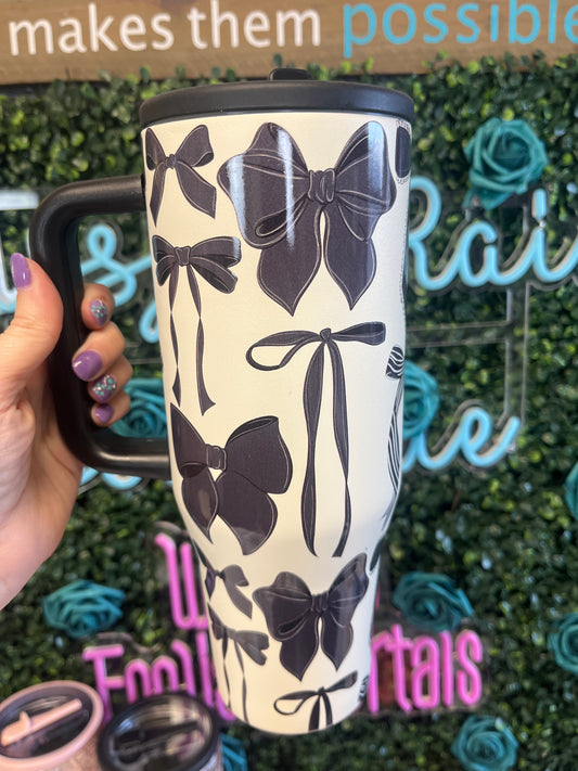 40oz Spill Proof Black Bows Tumbler