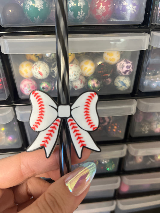 Baseball ⚾️ Bow 3D Printed Straw Topper (10 mm straw)