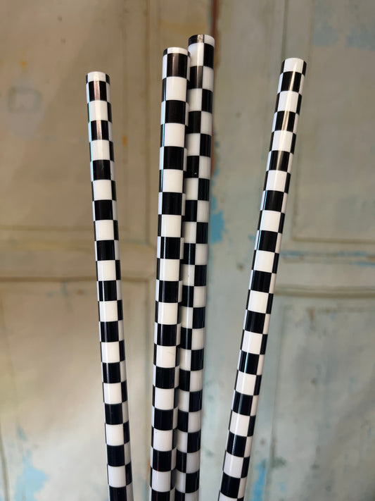 40oz Black & White Checkered Print Straw