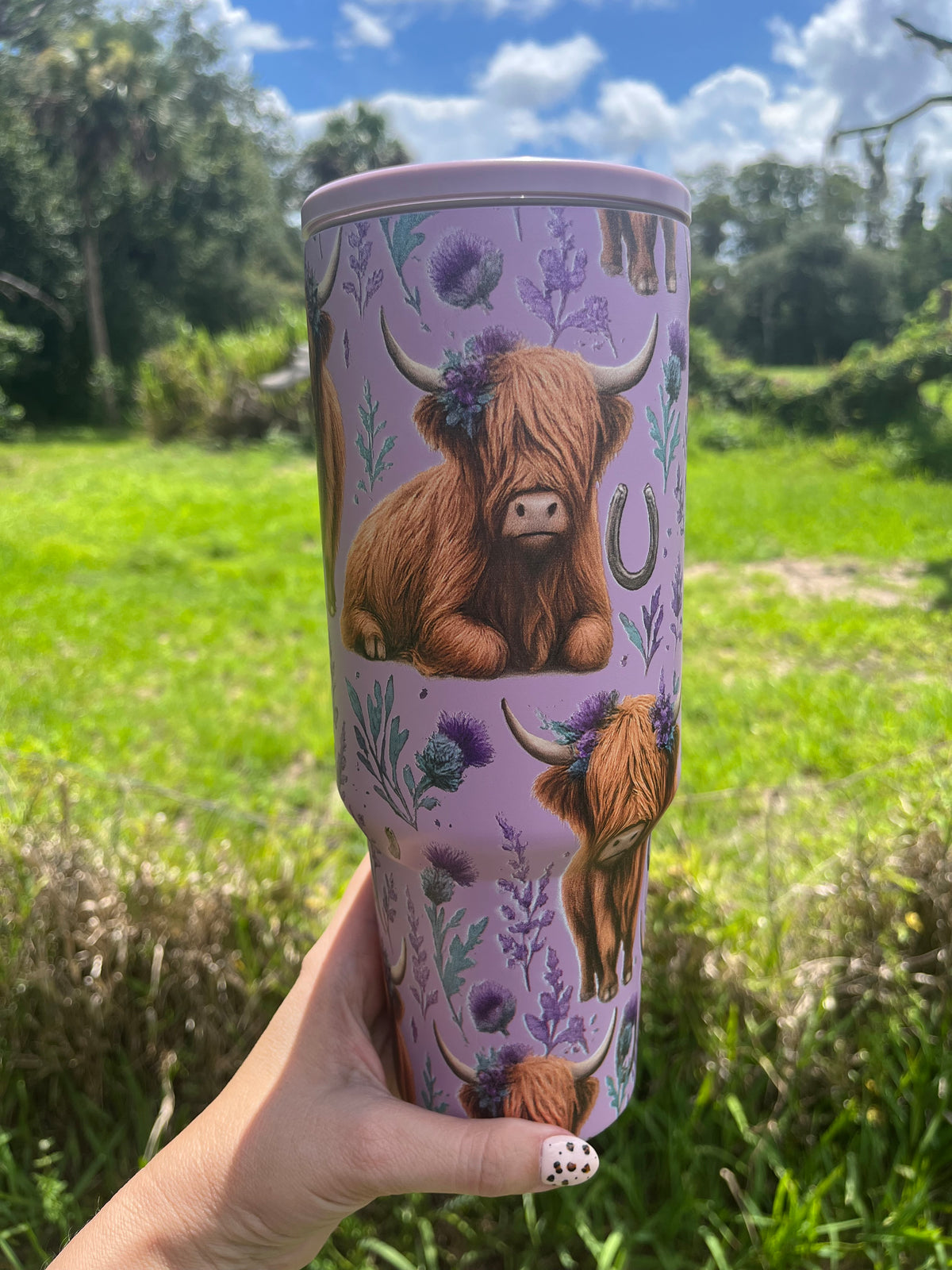 Highland Cow Purple 40oz Tumbler
