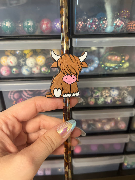 Highland Cow 3D Printed Straw Topper (10 mm straw)