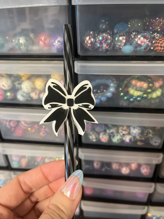 Black Bow 3D Printed Straw Topper (6mm straw)