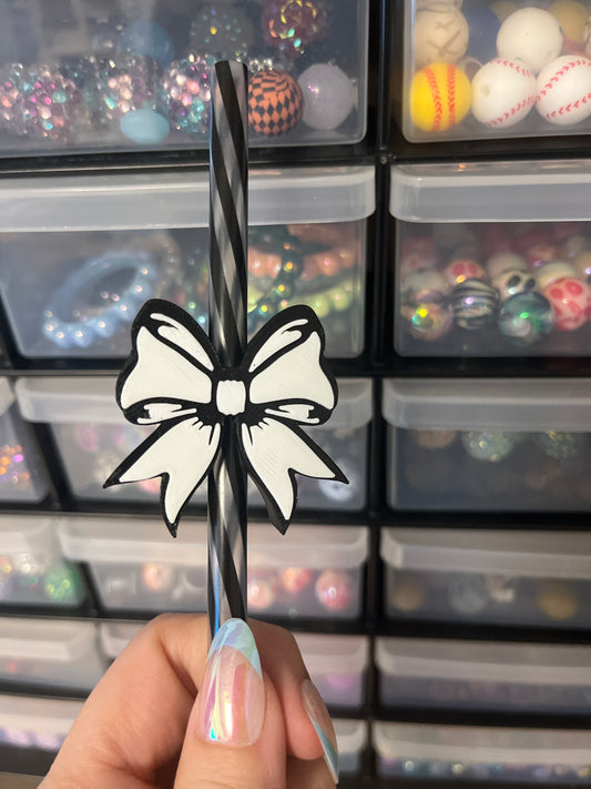 White Bow 3D Printed Straw Topper (6mm straw)