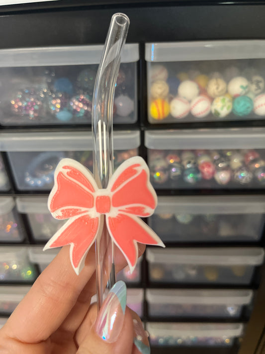 Pink Bow 🎀 3D Printed Straw Topper (6mm straw)