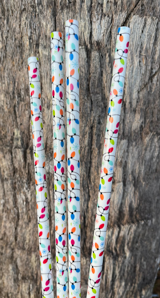 40oz Crazy Christmas Lights Print Straw