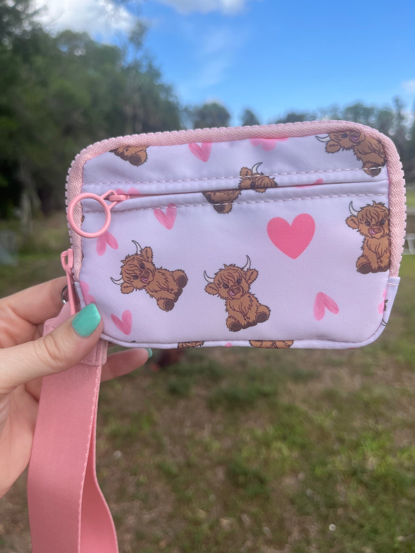 Highland Cow Pink Wristlet/Wallet
