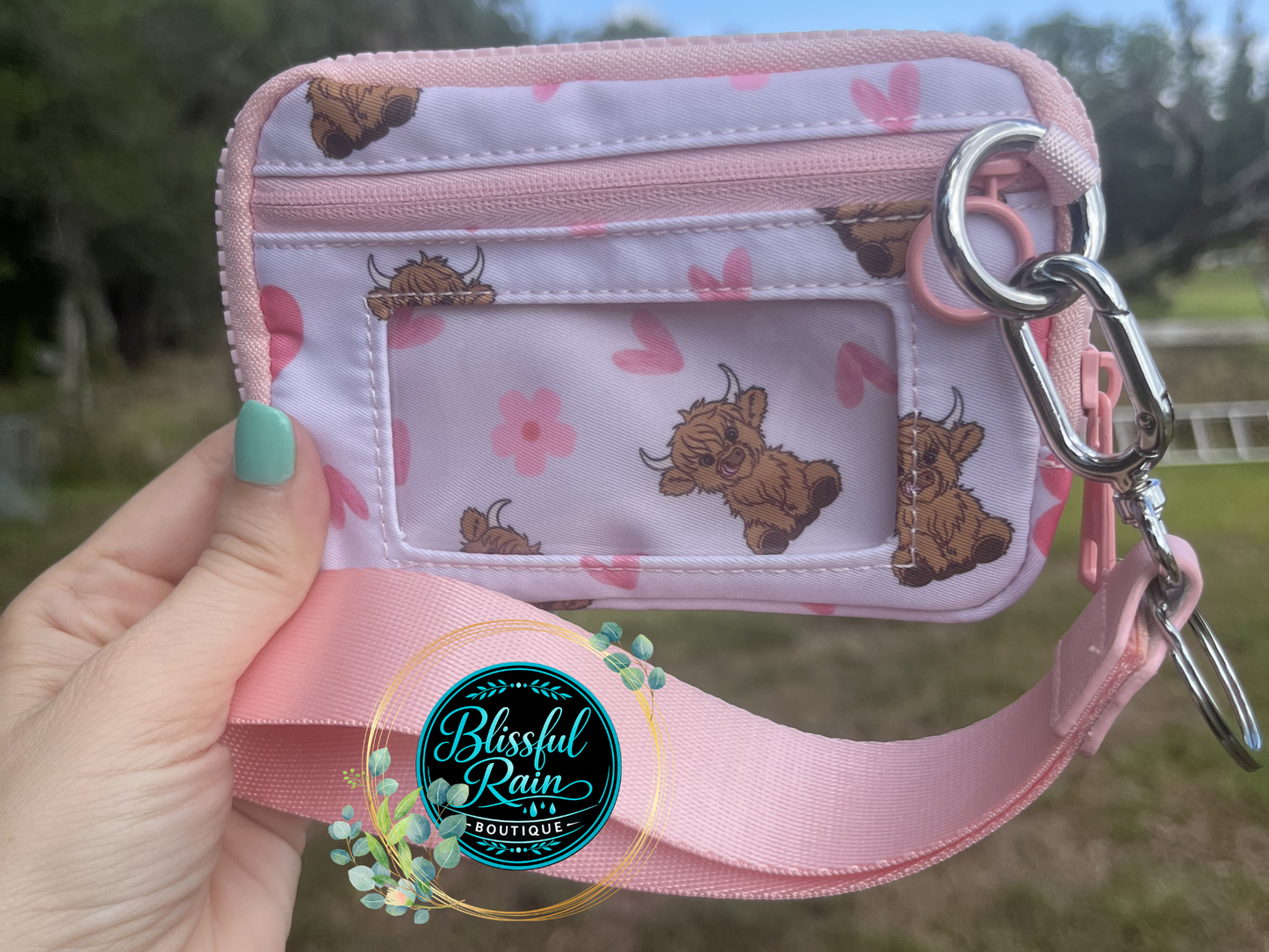 Highland Cow Pink Wristlet/Wallet