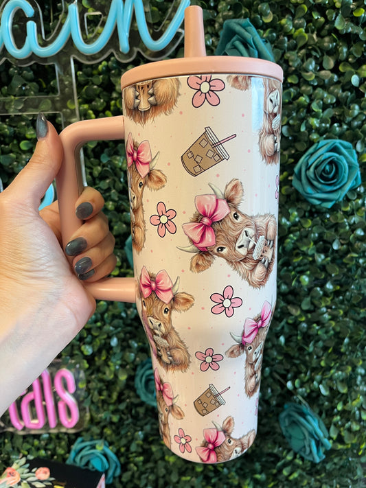 40oz Coffee Highland Cow Tumbler