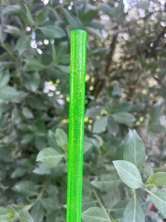 40oz Neon Green Glitter Print Straw