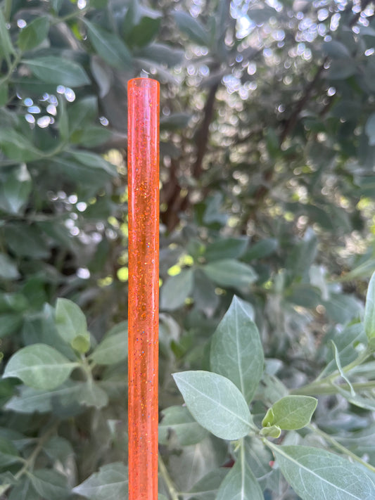 40oz Neon Orange Glitter Print Straw
