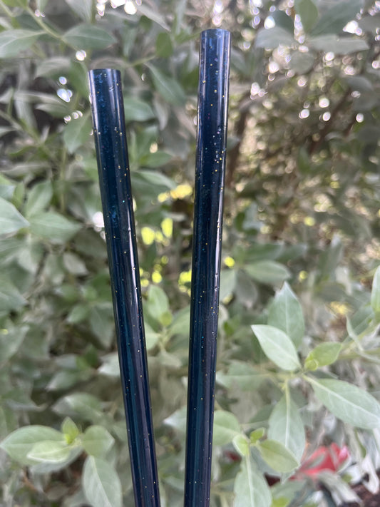 40oz Dark Blue Glitter Print Straw
