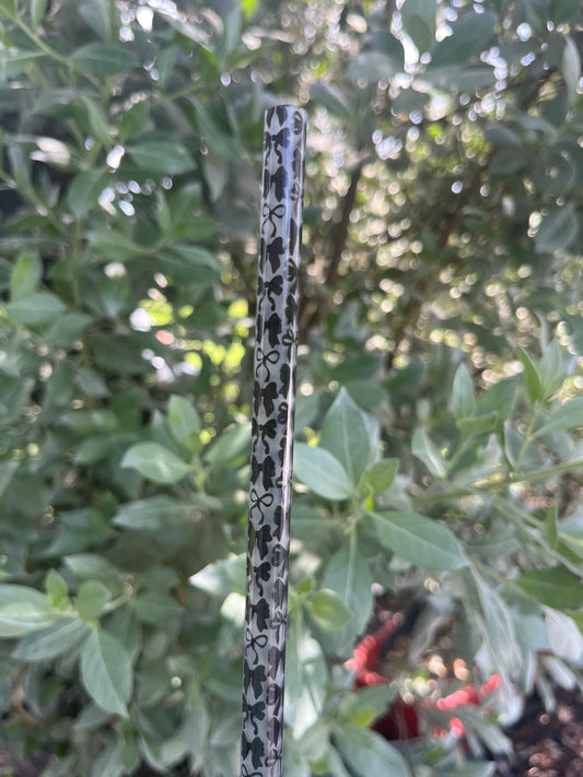 40oz Black Bow Print Straw