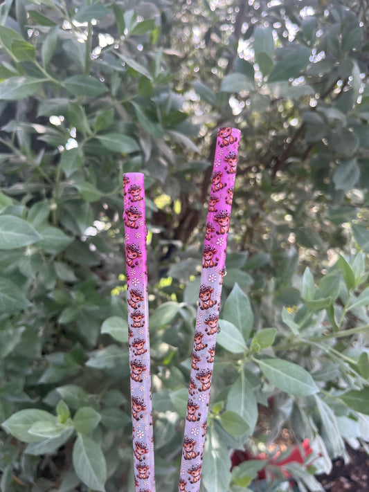 40oz Color Change Pink Highland Print Straw
