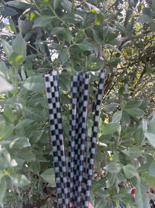 40oz Black Checkered Print Straw