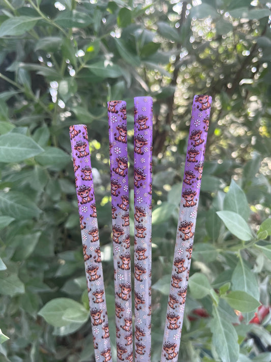 40oz Color Change Purple Highland Print Straw