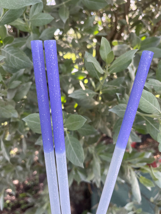 40oz Color Change Blue Glitter Print Straw