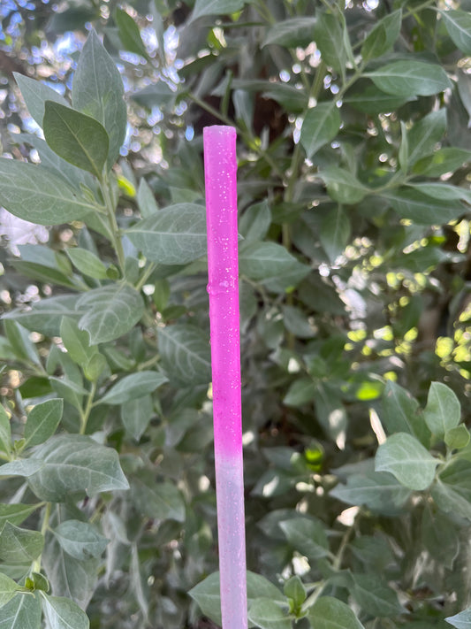40oz Color Change Pink Glitter Print Straw