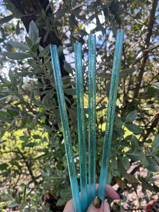 40oz Lake Blue Glitter Print Straw