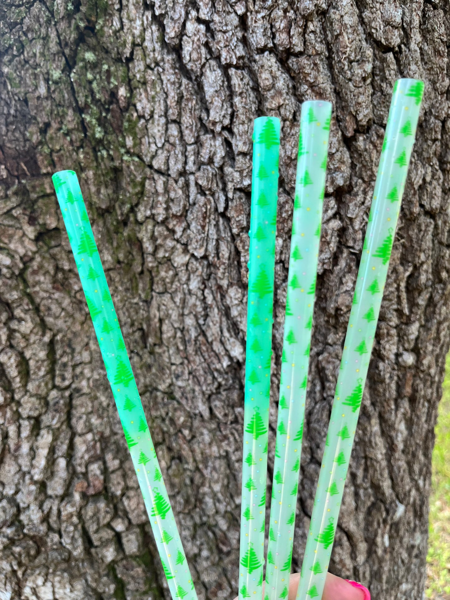 40oz Color Change Christmas Trees Print Straw