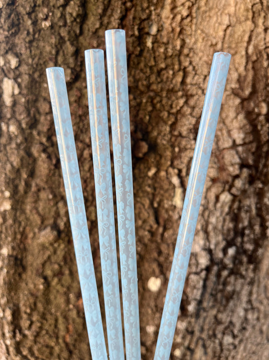 40oz Blue Bows Print Straw