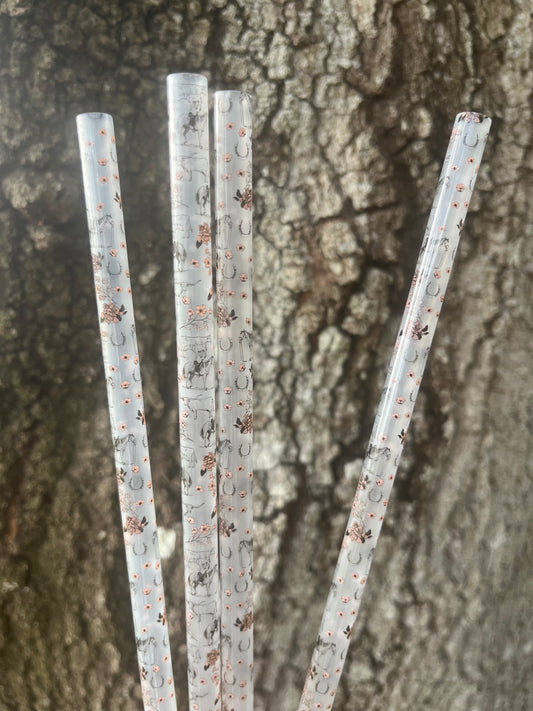 40oz Horses & Cow Print Straw
