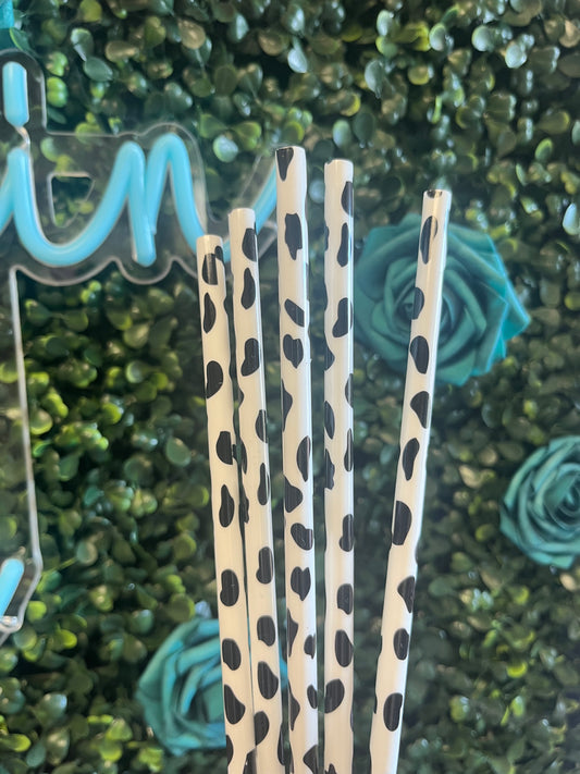 Cow Print Straw 9”