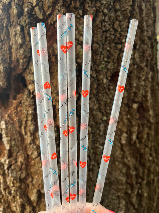 Nurse 10” Printed Straw