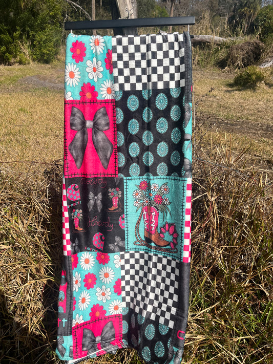 Western Checkered & Bows Blanket