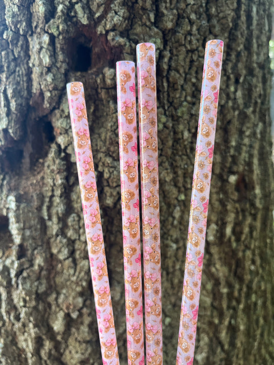 40oz Pink Color Change Highland Cow Print Straw